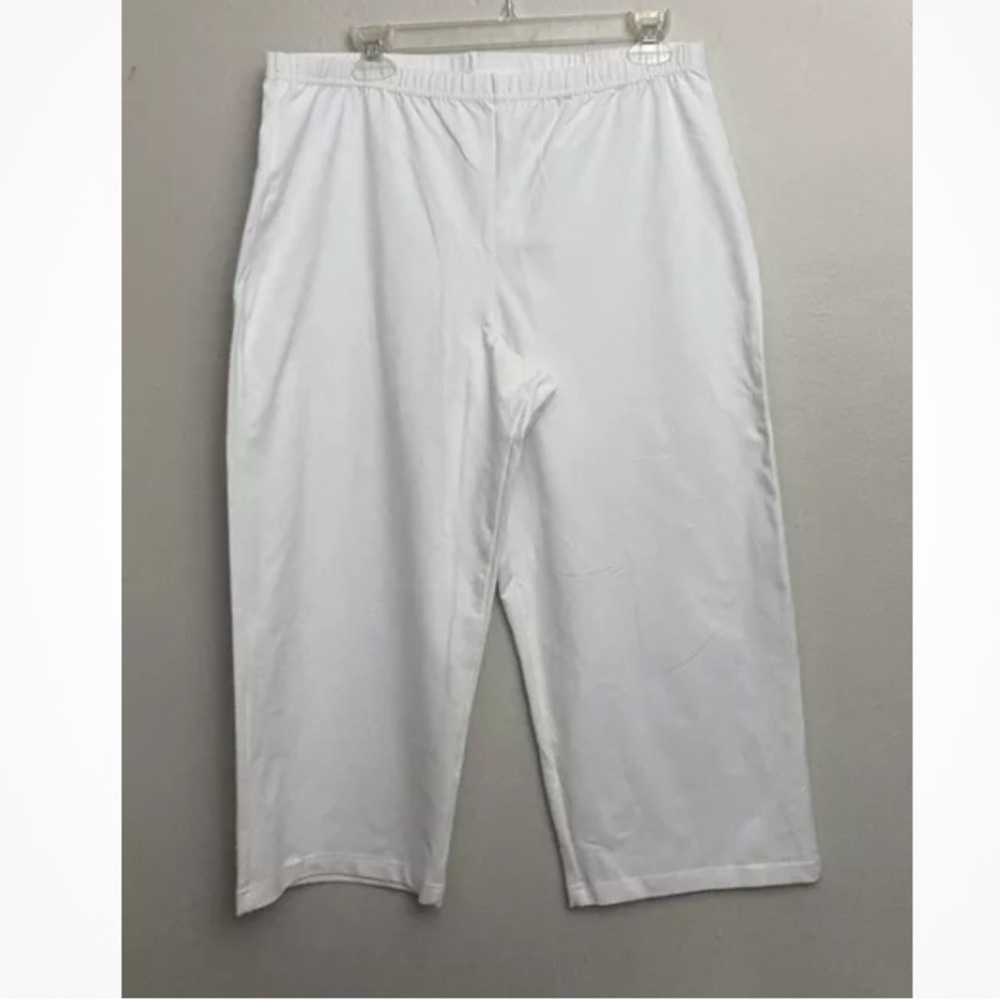 5-29 Woman With Control white Cropped Pants Pull on XL Cotton blend